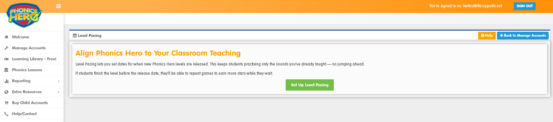 Level Pacing empty state