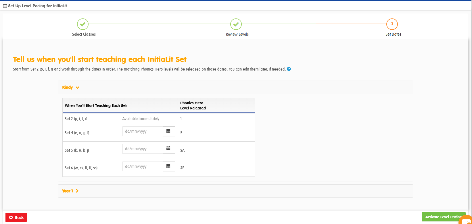 Set release dates for InitiaLit Sets