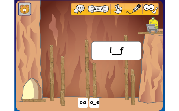 A spelling game; choose the right spelling choice to build Frankenstein’s rollercoaster!