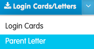 Login Cards button dropdown for letter