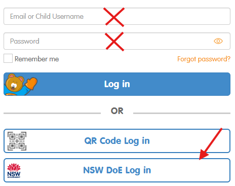 NSW DoE log in page