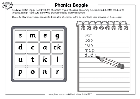 Phonics Boggle Example