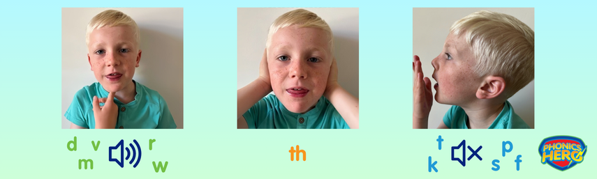 A boy practicing different sounds
