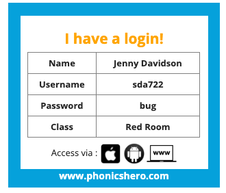 a child's log in details