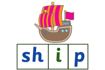 phonics for older students example showing how the word ship can be broken into sounds