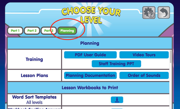 Where to find the planning button